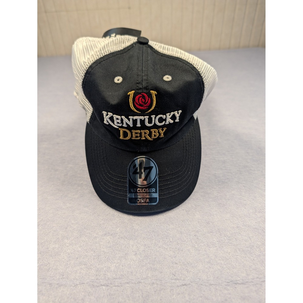 '47 Brand Trucker Hat Unisex OSFA Black Kentucky Derby Stretch Fit NWT